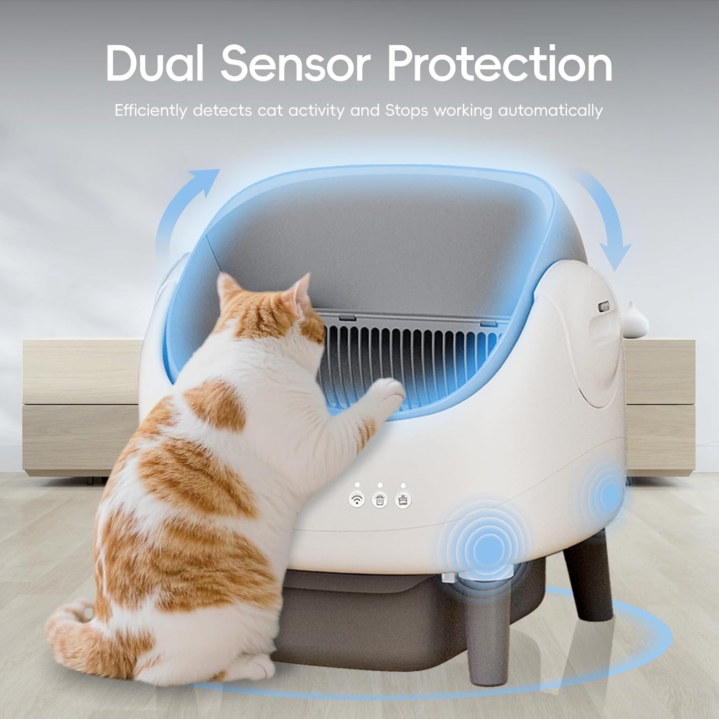 Younihao OEM Open-Top Rectangle Smart Cat Litter Box Large Capacity Automatic Self-Cleaning APP Control Dual Safety Sensors