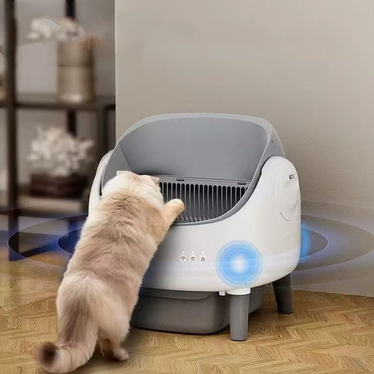 Younihao OEM Open-Top Rectangle Smart Cat Litter Box Large Capacity Automatic Self-Cleaning APP Control Dual Safety Sensors