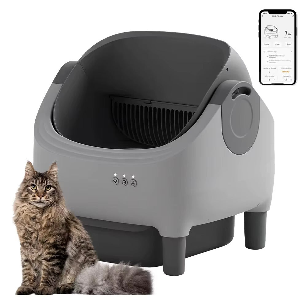 Younihao OEM Open-Top Rectangle Smart Cat Litter Box Large Capacity Automatic Self-Cleaning APP Control Dual Safety Sensors